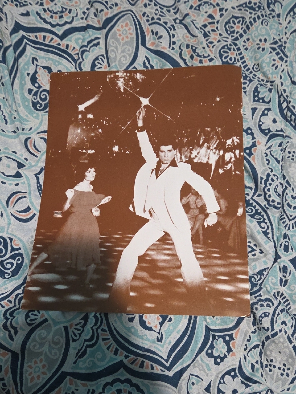 Vintage Disco Poster Print in Sepia Brown